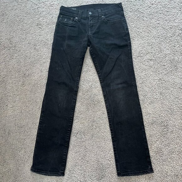 TRUE RELIGION RICKY FLAP - Relaxed Straight Black Denim Jeans - EUC - 28X31 - Picture 1 of 13